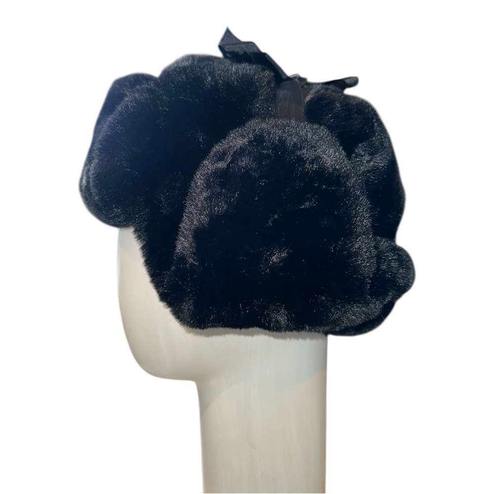 Black Soft Mink Faux Fur Trapper Hat